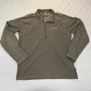 Merrell Mens Quarter Zip Fleece Pullover Olive Green Textured JMF51253 Size L